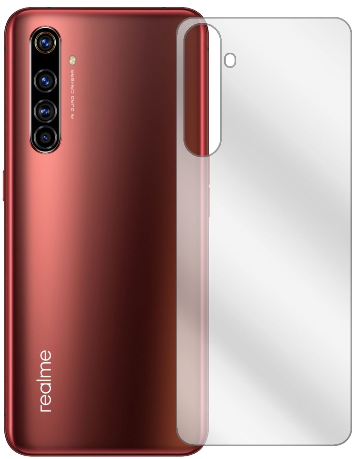 1x Schutzfolie klar für Oppo Realme X50m 5G Rückse (2)