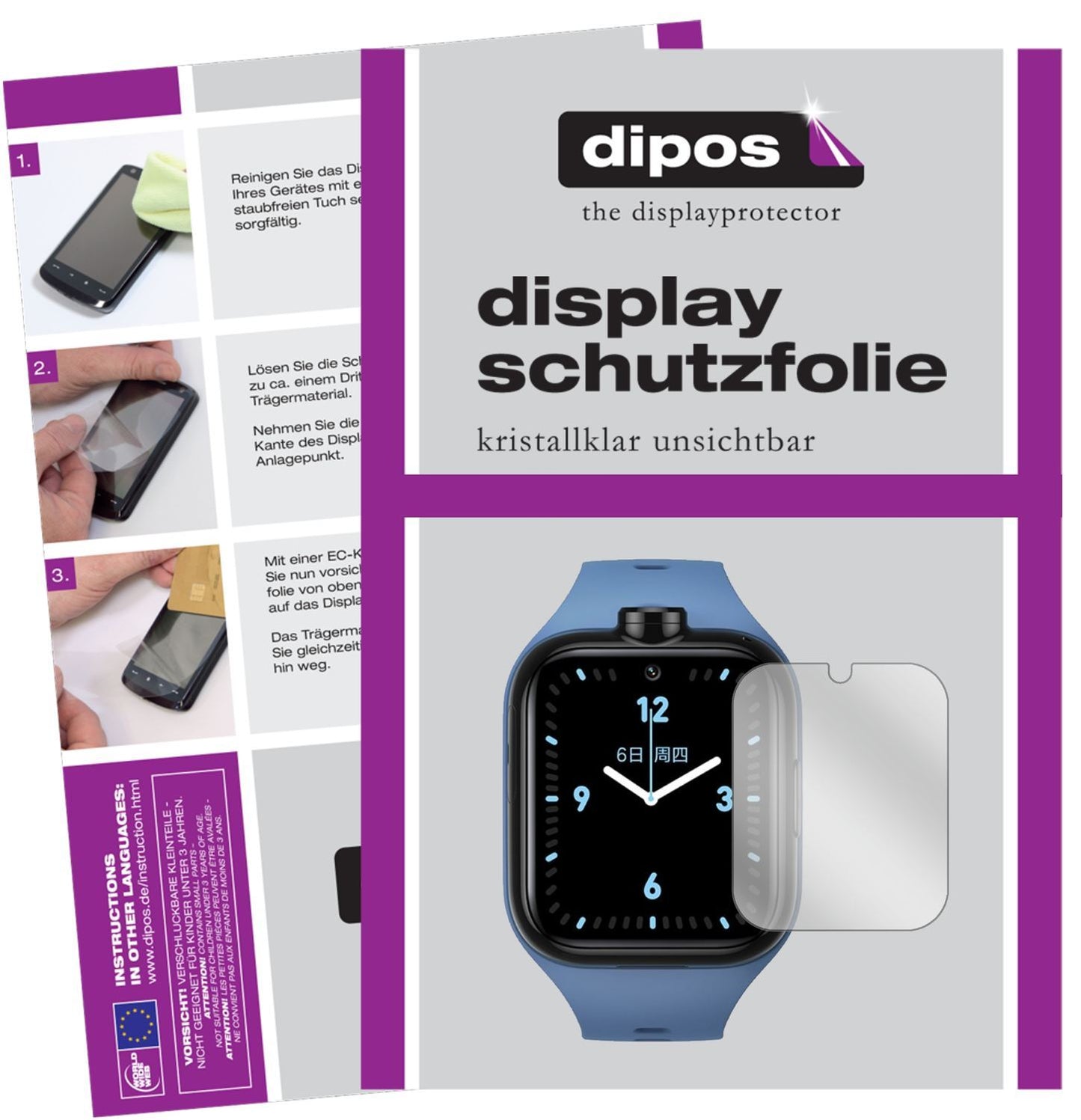 2x Schutzfolie klar für Xiaomi Mi Kids Watch 4 Dis (1)
