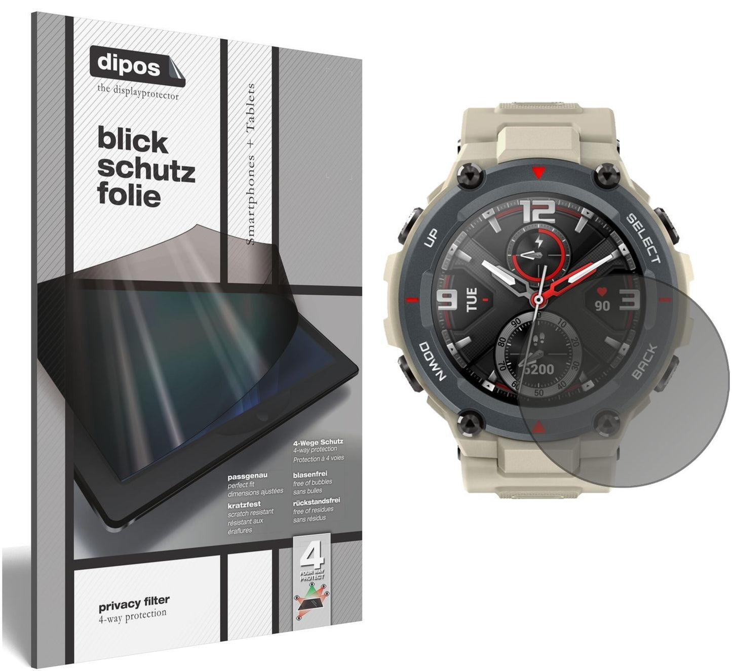 Blickschutzfolie für Huami Amazfit T-Rex matt Schu (1)