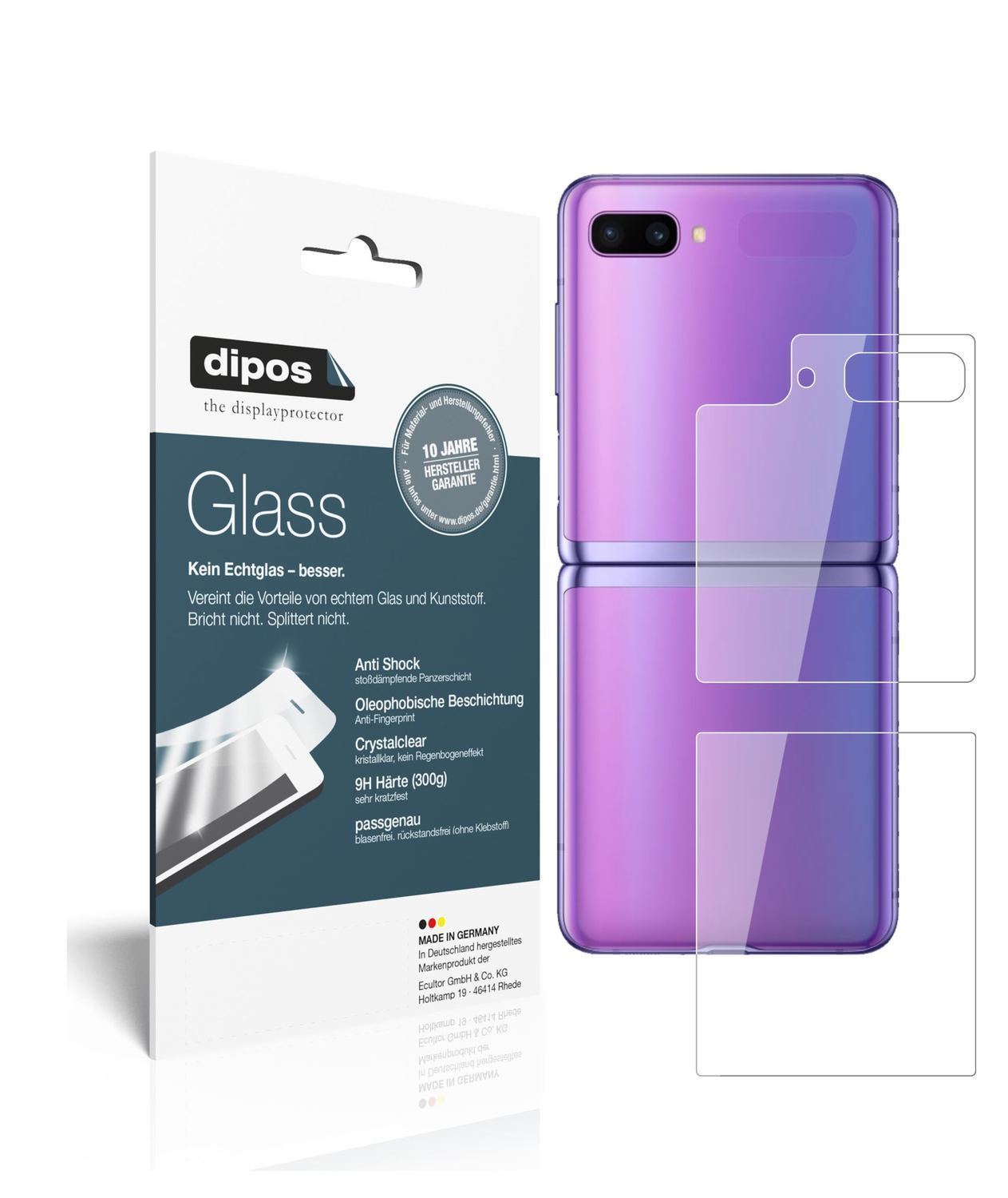 2x 9H Schutzfolie für Samsung Galaxy Z Flip Rückse (1)