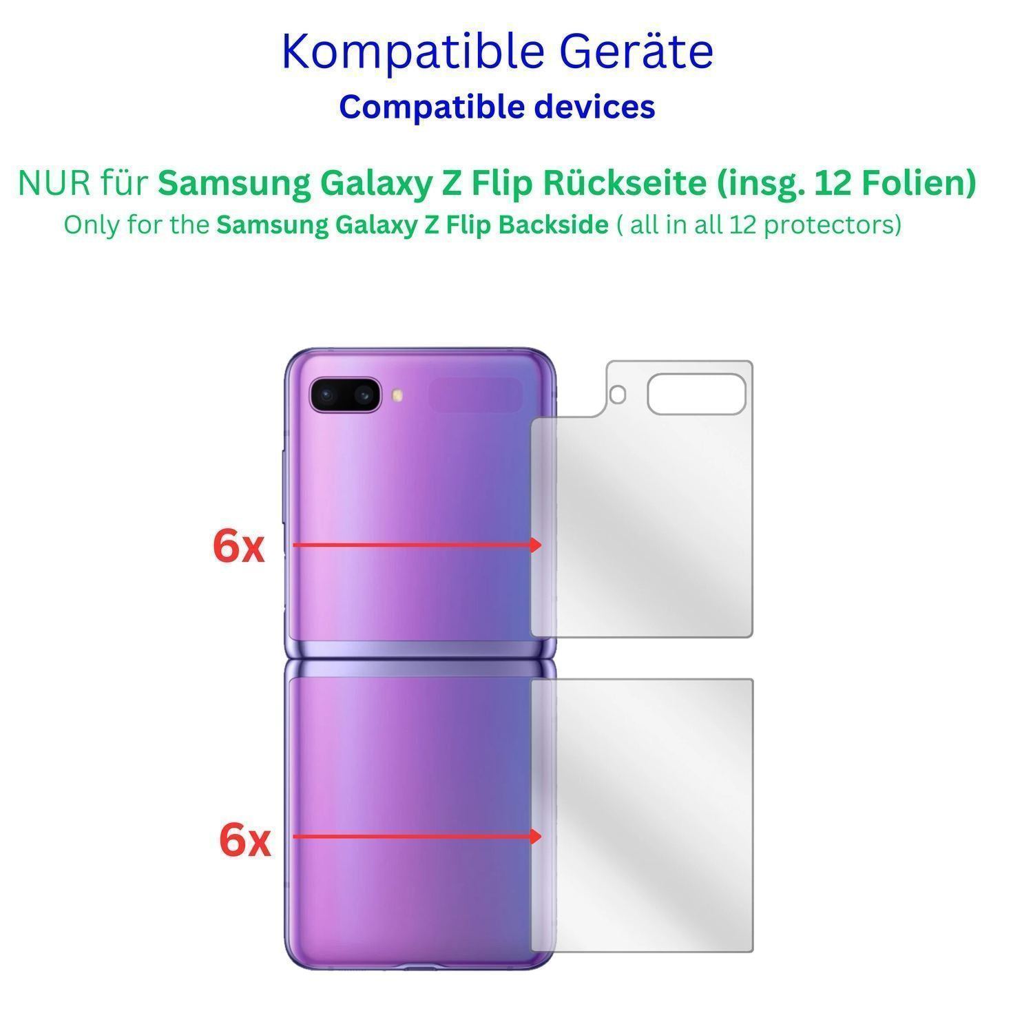 6x Schutzfolie matt für Samsung Galaxy Z Flip Rück (2)