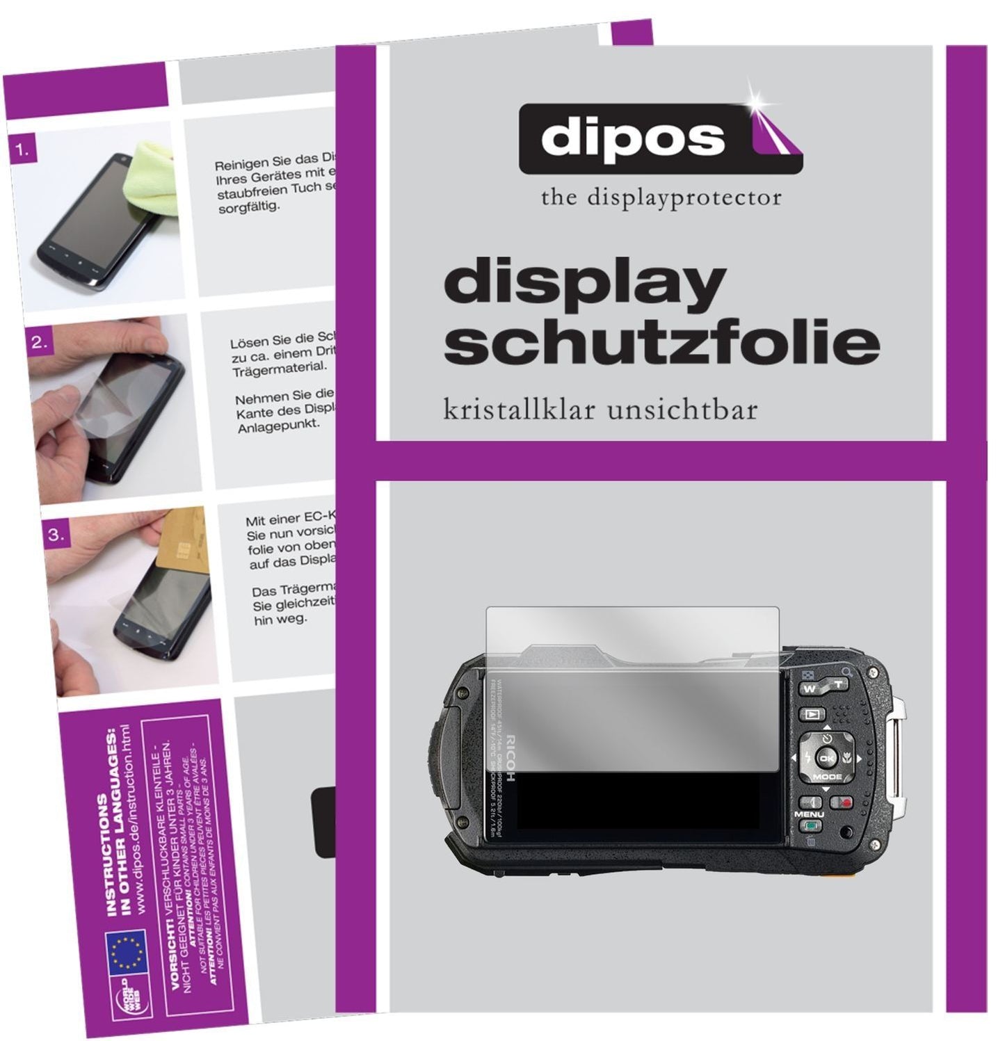 2x Schutzfolie klar für Ricoh WG-70 Display-Schutz (1)