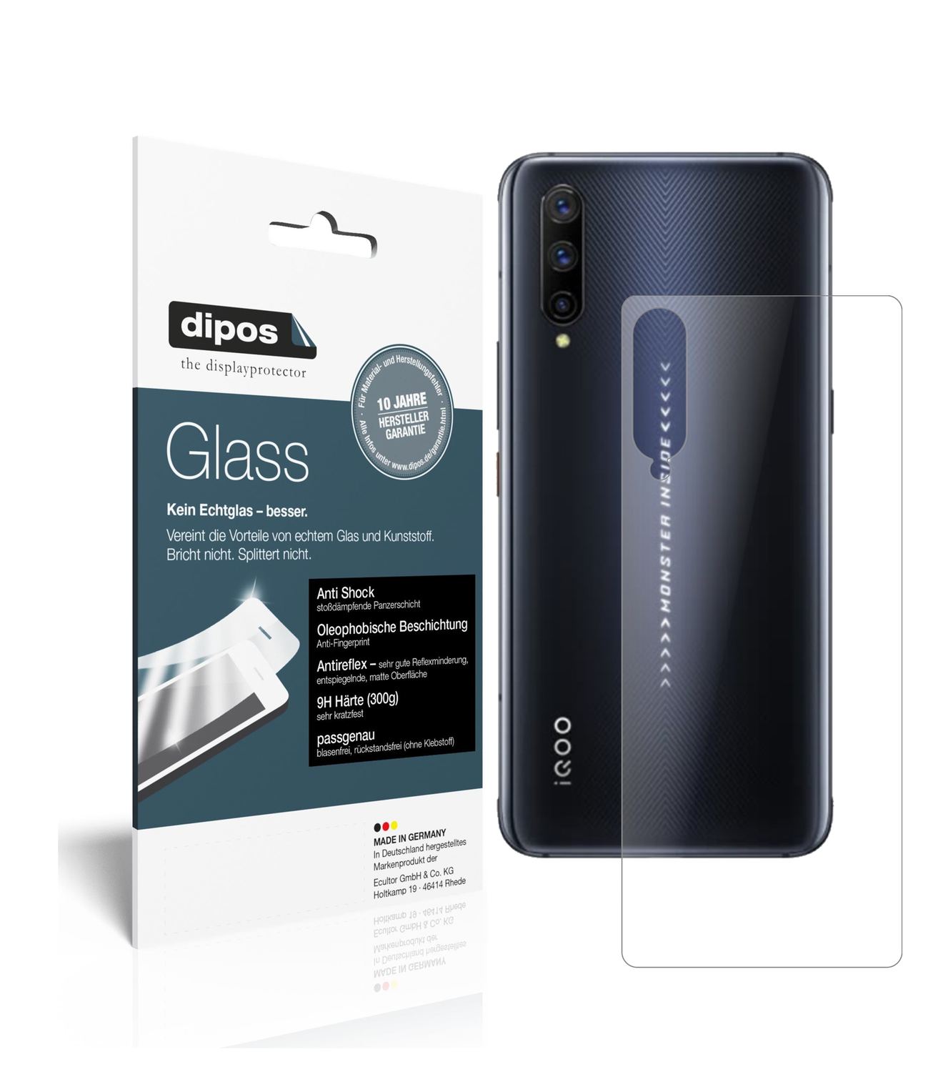 1x 9H Schutzfolie matt für Vivo IQOO Pro 5G Rückse (1)
