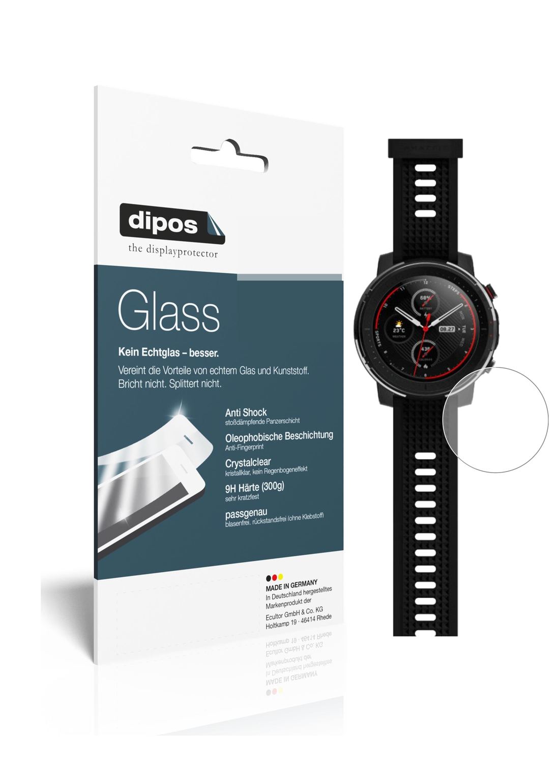 2x 9H Schutzfolie für Amazfit Smart Sport Watch 3  (1)