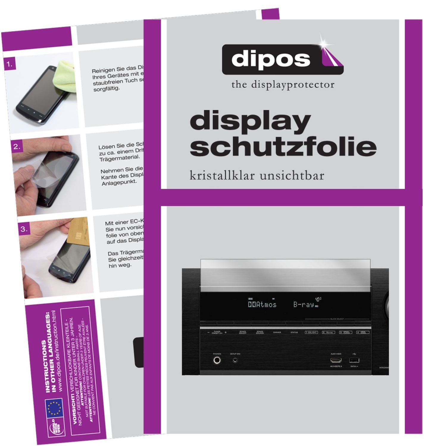 2x Schutzfolie klar für Denon AVR-X3600H Display-S (1)