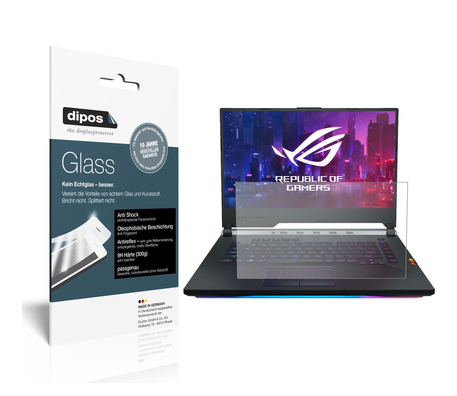 1x 9H Schutzfolie matt für Asus ROG Strix Scar III (1)