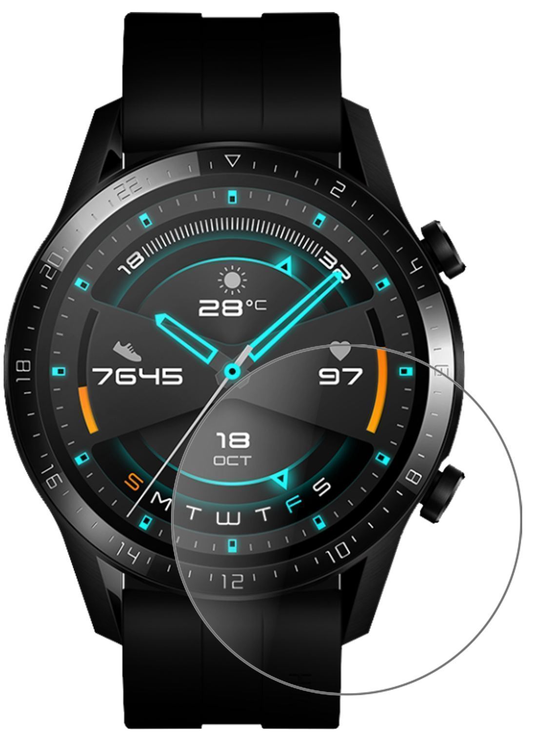 2x 9H Schutzfolie matt für Huawei Watch GT 2 (46mm (2)