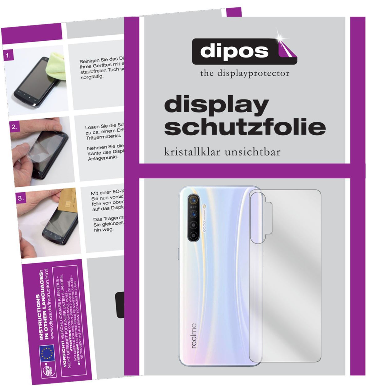 5x Schutzfolie klar für Oppo Realme XT Rückseite D (1)
