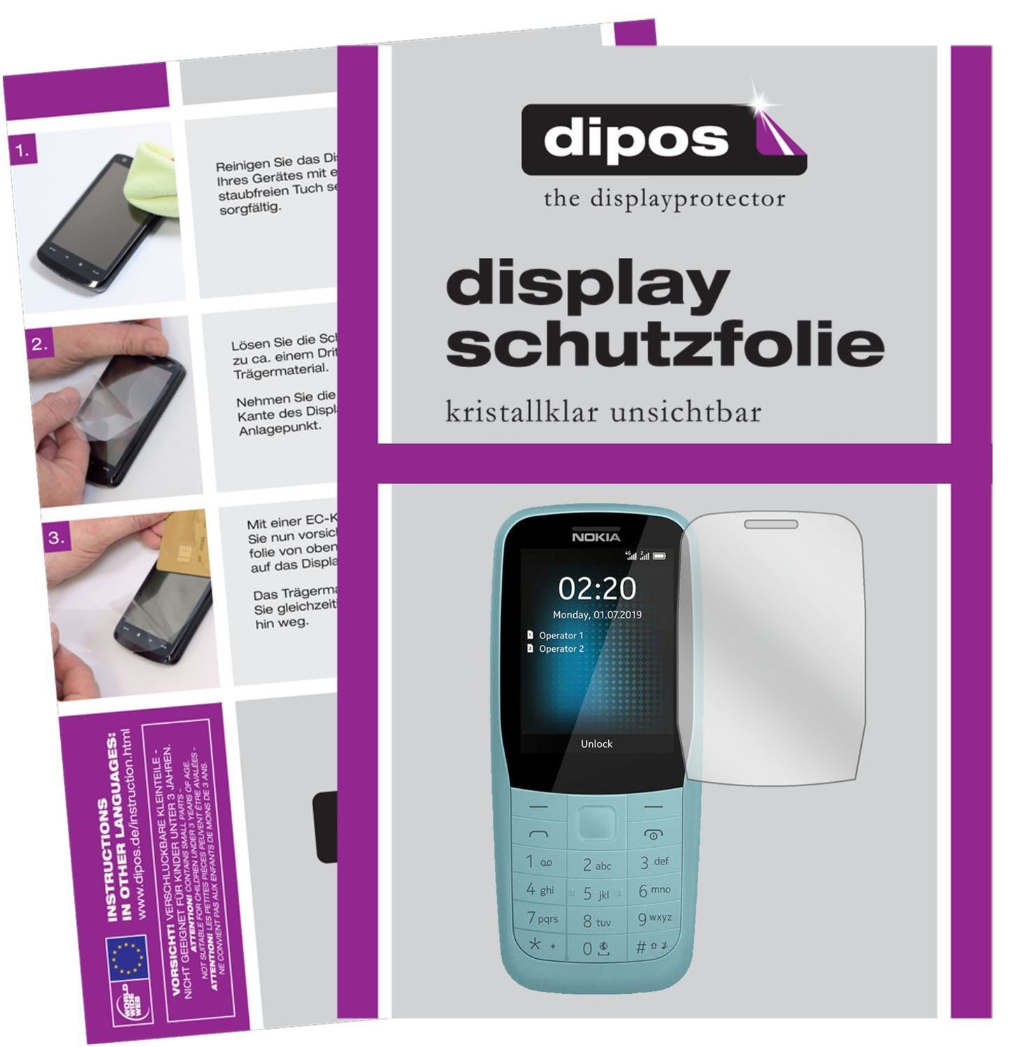1x Schutzfolie klar für Nokia 220 4G Display-Schut (1)