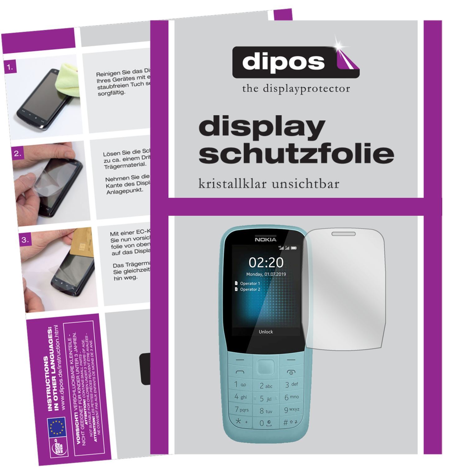 1x Schutzfolie klar für Nokia 220 4G Display-Schut (1)