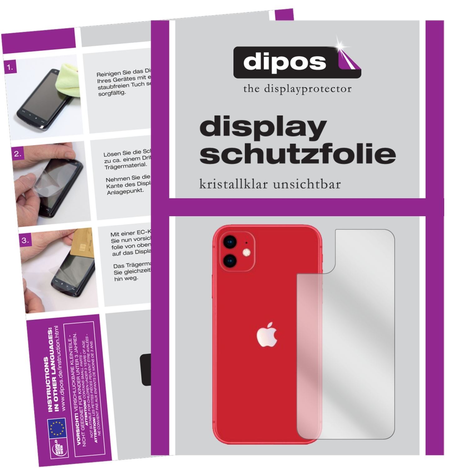 4x Schutzfolie klar für Apple iPhone 11 Rückseite  (1)
