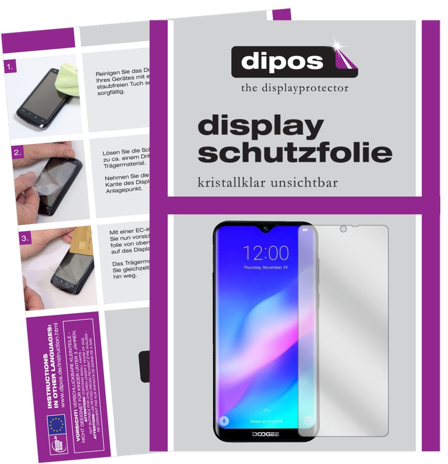 5x Schutzfolie klar für Doogee Y8 Plus (2019) Disp (1)
