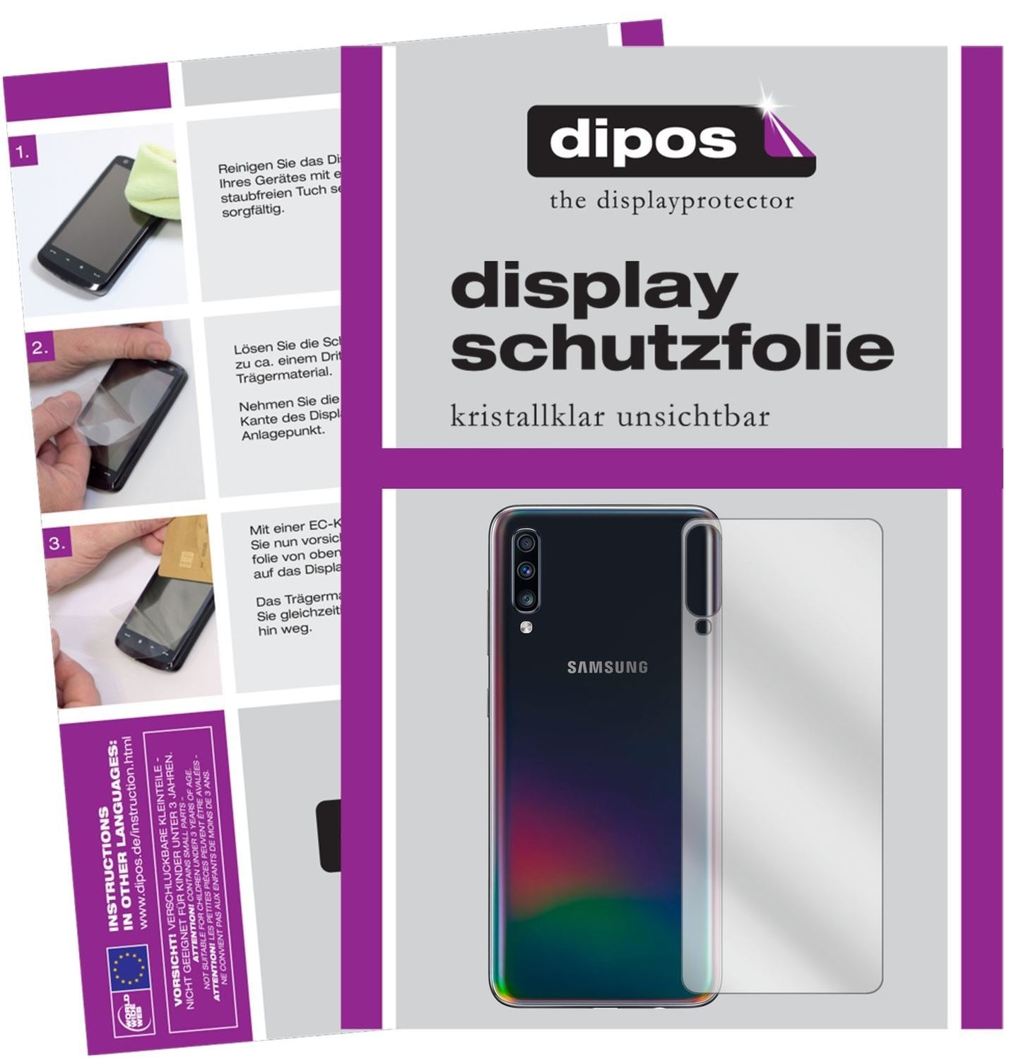 6x Schutzfolie klar für Samsung Galaxy A70 Rücksei (1)