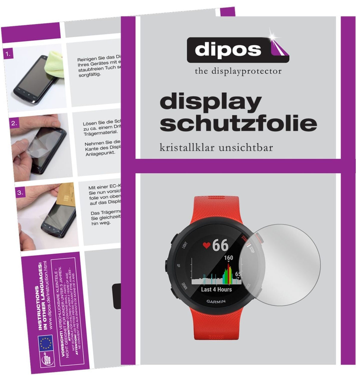 1x Schutzfolie klar für Garmin Forerunner 45 Displ (2)