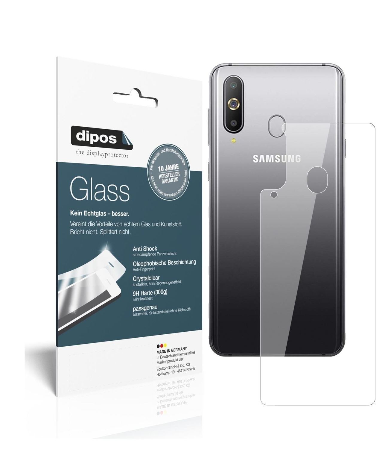 1x 9H Schutzfolie für Samsung Galaxy A8s Rückseite (2)