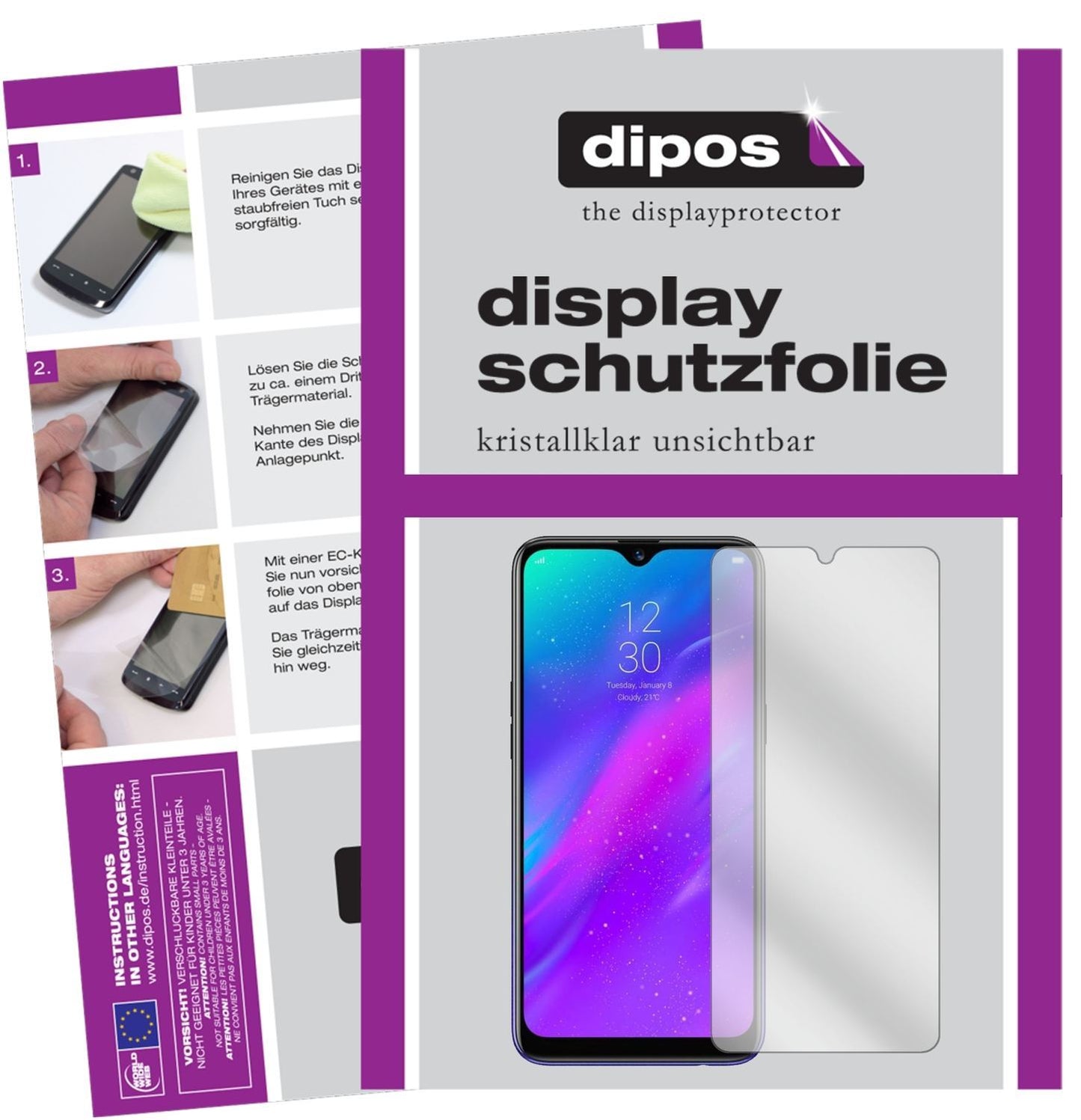 6x Schutzfolie klar für Oppo Realme 3 Display-Schu (1)