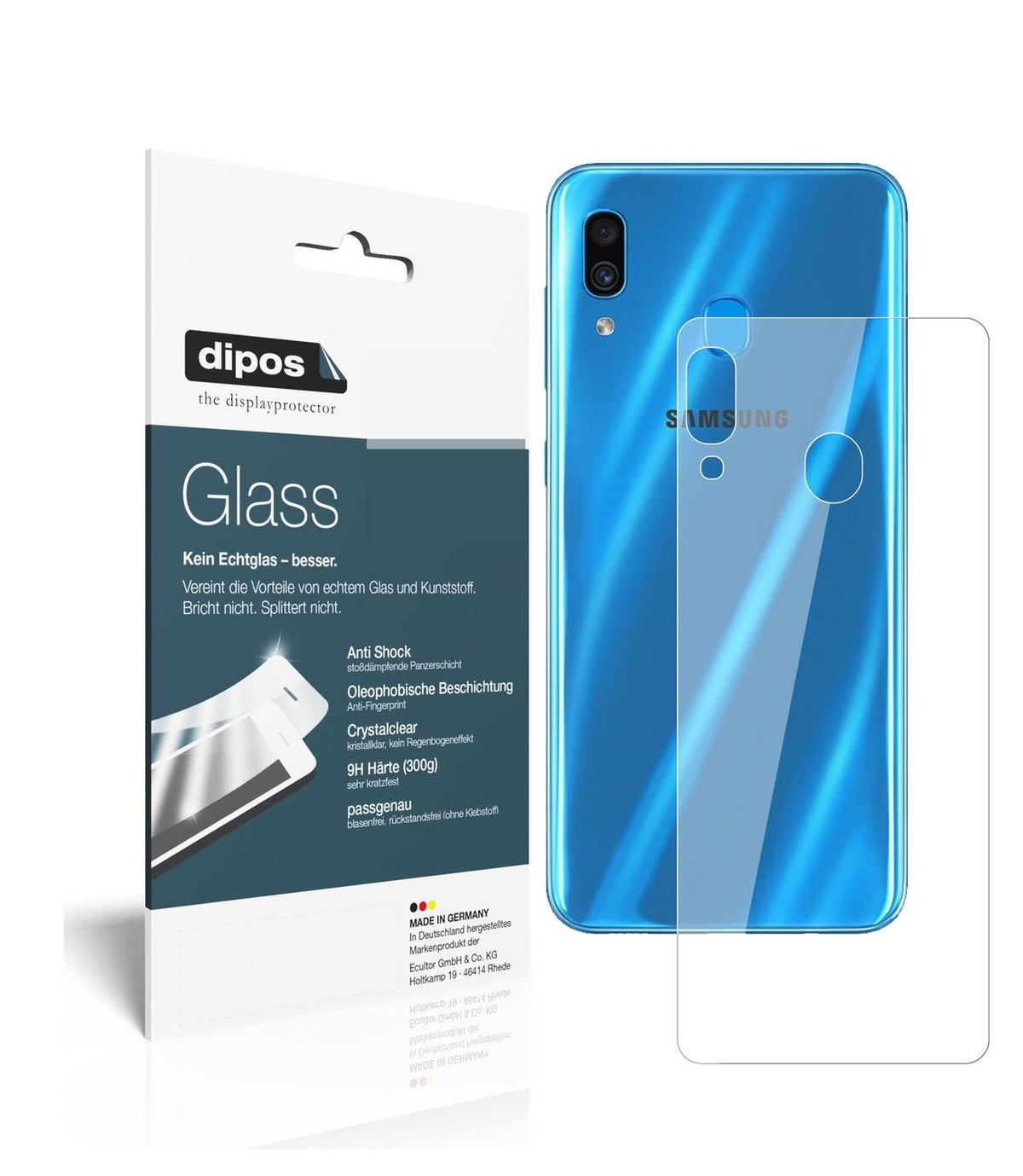 2x 9H Schutzfolie für Samsung Galaxy A30 Rückseite (1)