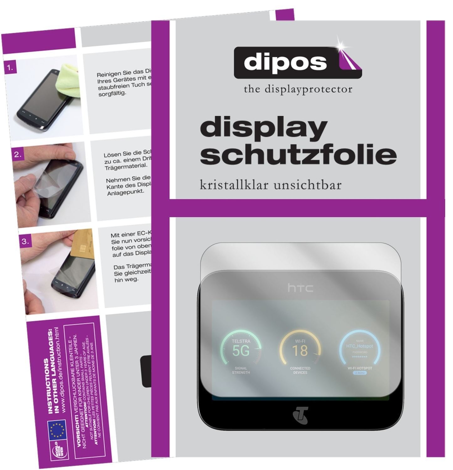2x Schutzfolie klar für HTC 5G Hub Display-Schutzf (1)