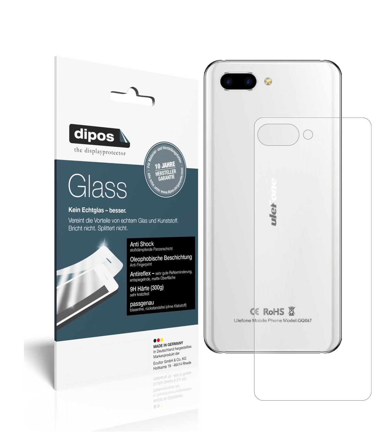 2x 9H Schutzfolie matt für Ulefone T2 Pro Rückseit (1)
