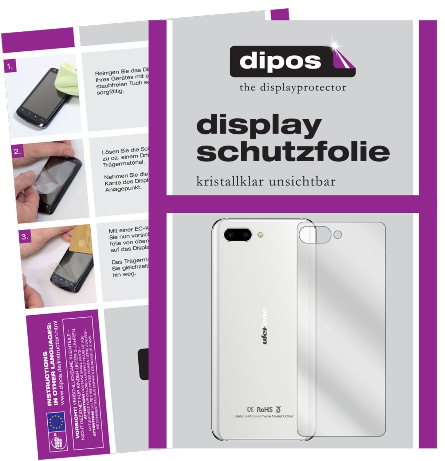 6x Schutzfolie klar für Ulefone T2 Pro Rückseite D (1)