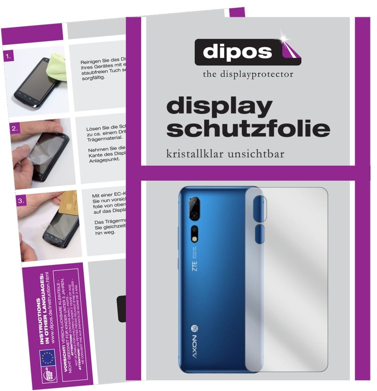 5x Schutzfolie klar für Axon 10 Pro Rückseite Disp (2)