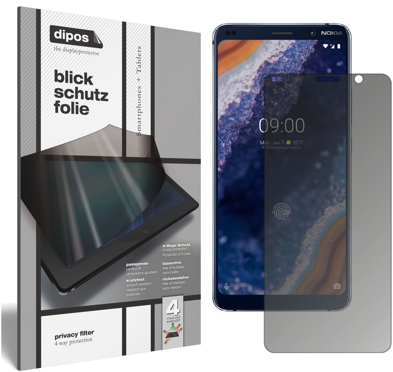 Blickschutzfolie für Nokia 9 PureView matt Schutzf (1)