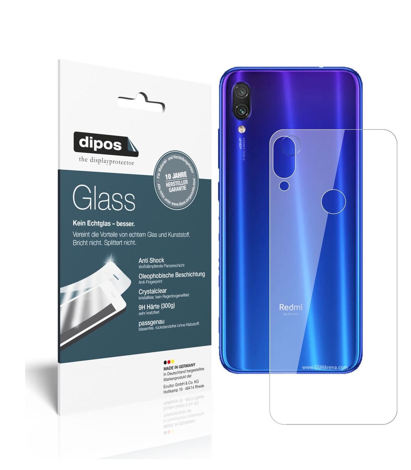 1x 9H Schutzfolie für Xiaomi Redmi Note 7 Pro Rück (2)