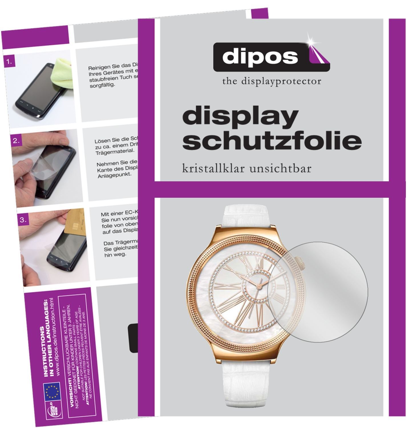 2x Schutzfolie klar für Huawei Watch Jewel Display (1)