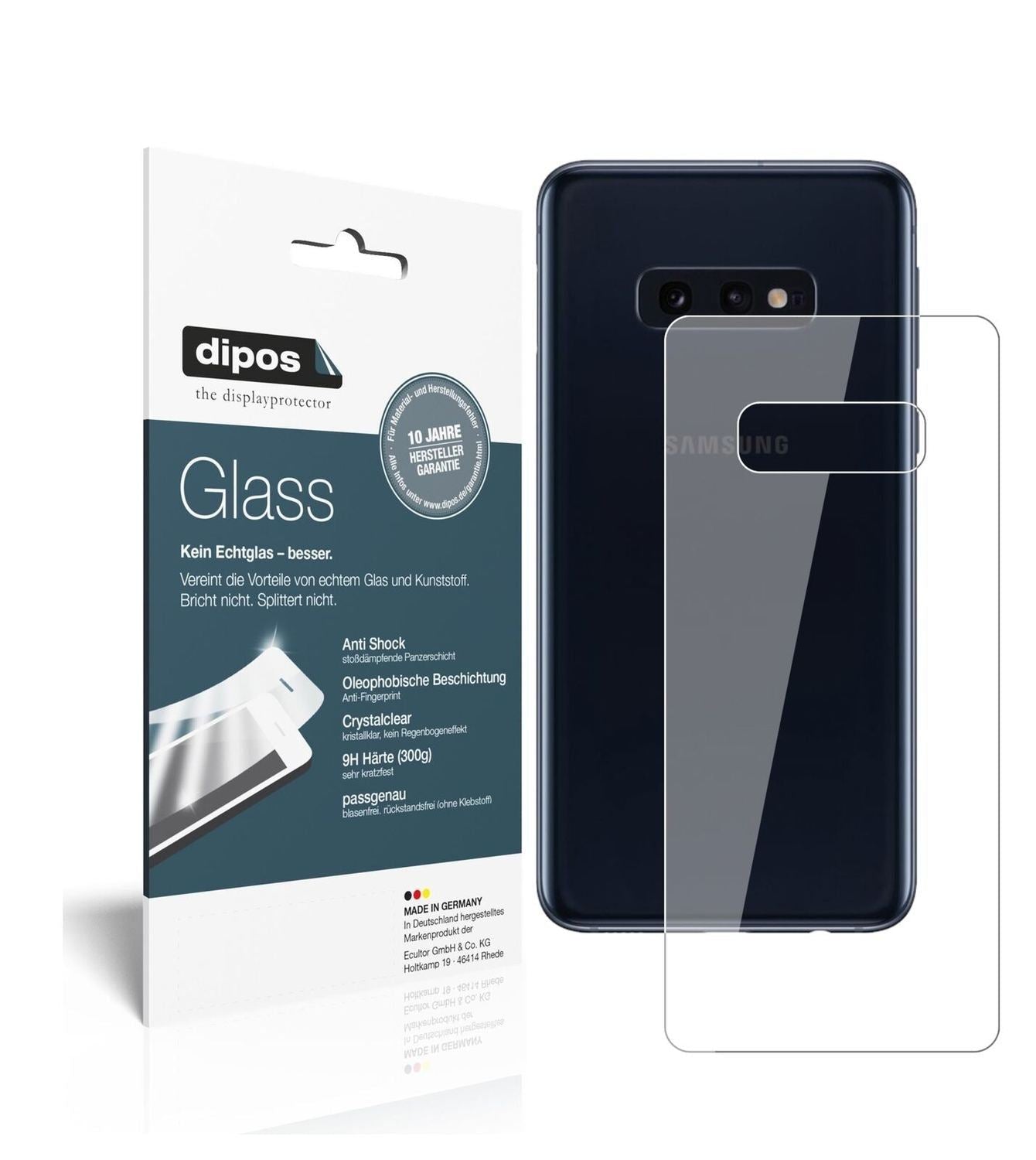 1x 9H Schutzfolie für Samsung Galaxy S10e Rückseit (2)