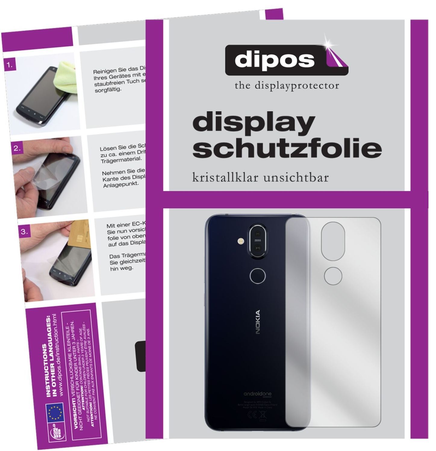 1x Schutzfolie klar für Nokia 8.1 Rückseite Displa (2)