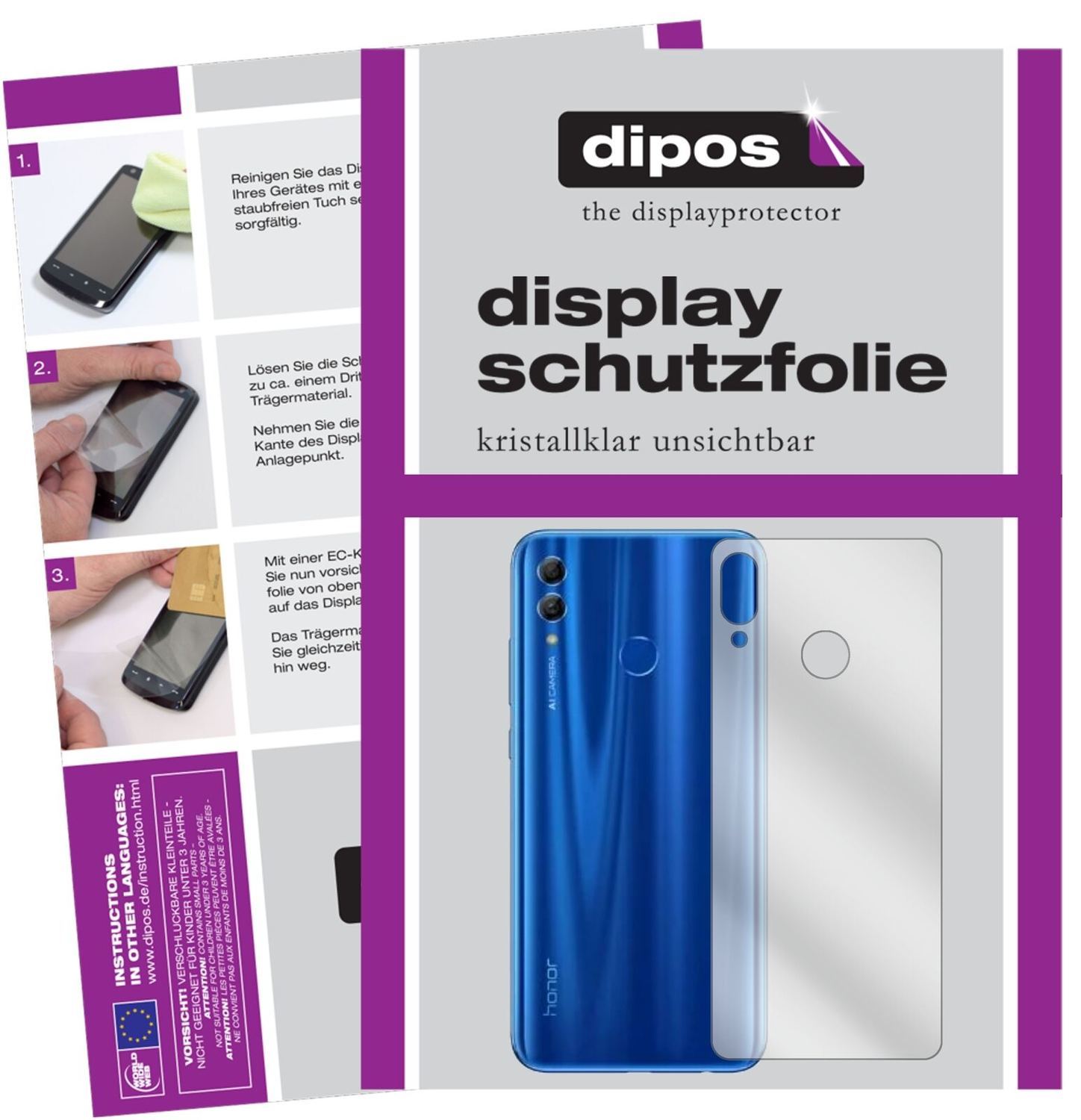 5x Schutzfolie klar für Honor 10 Lite Rückseite Di (2)