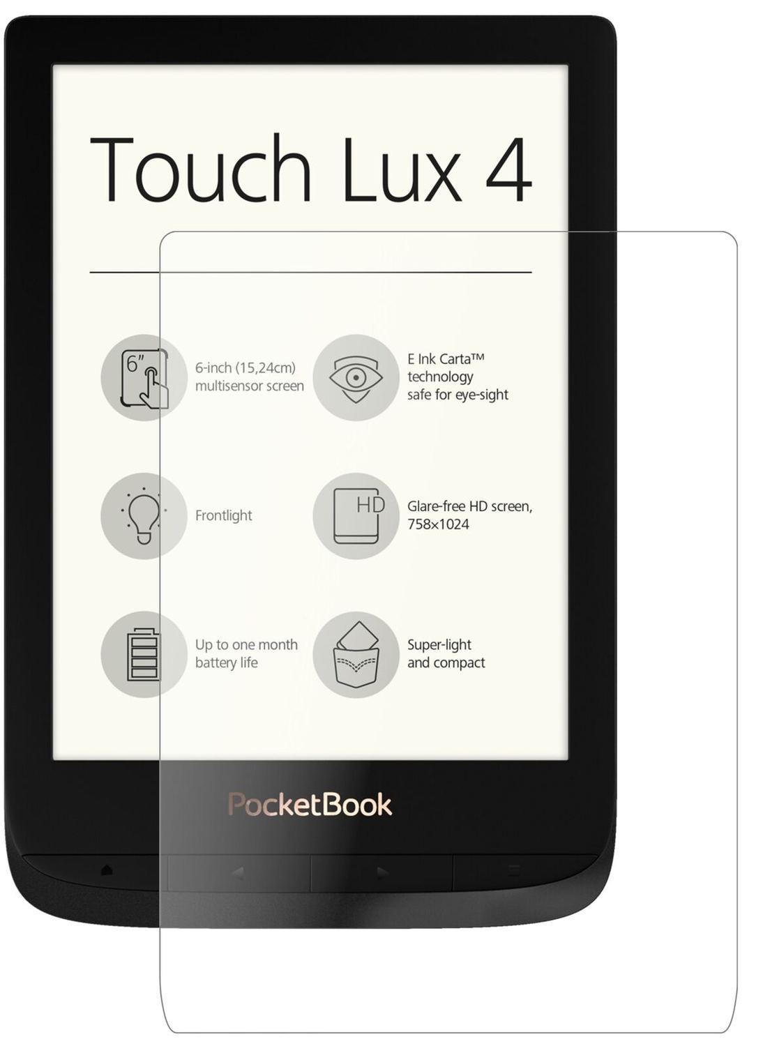 1x 9H Schutzfolie matt für PocketBook Touch Lux 4  (1)