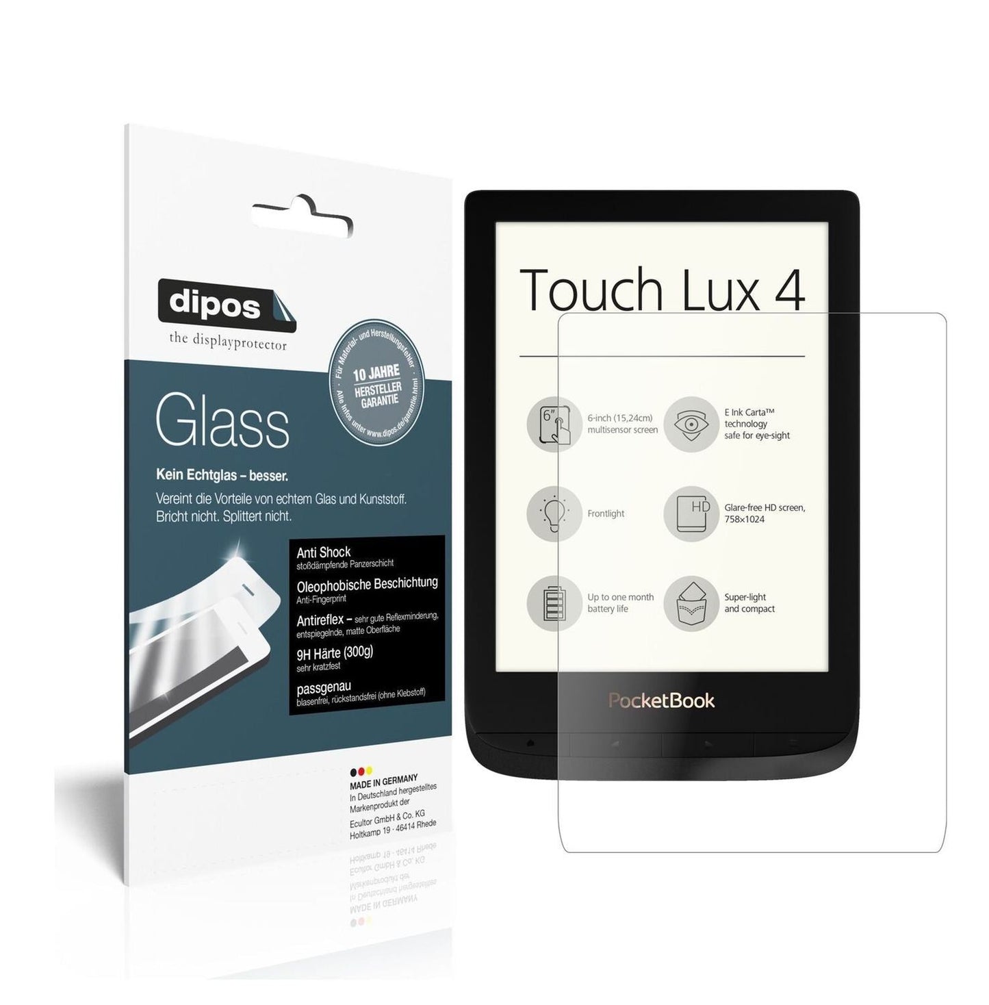 1x 9H Schutzfolie matt für PocketBook Touch Lux 4  (2)