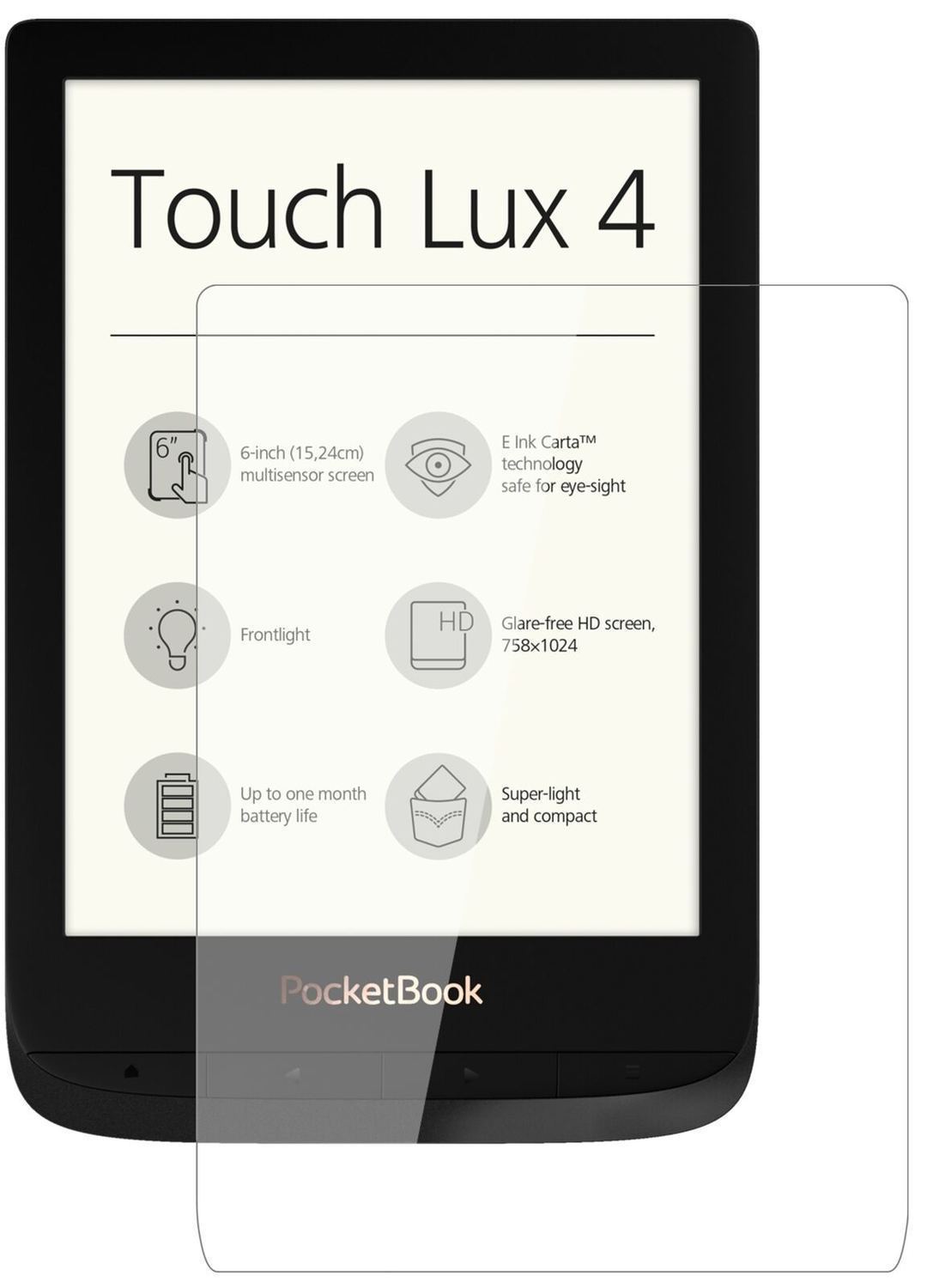 1x 9H Schutzfolie für PocketBook Touch Lux 4 Panze (1)