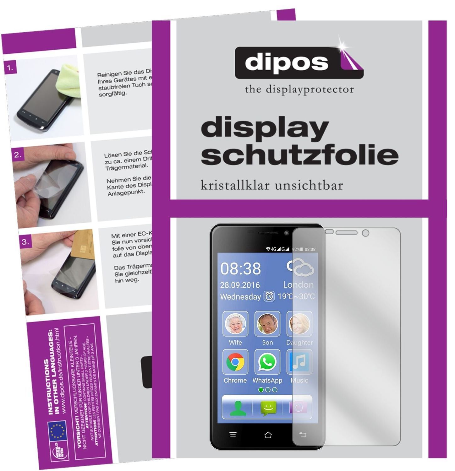 5x Schutzfolie klar für Switel eSmart M2 Display-S (2)