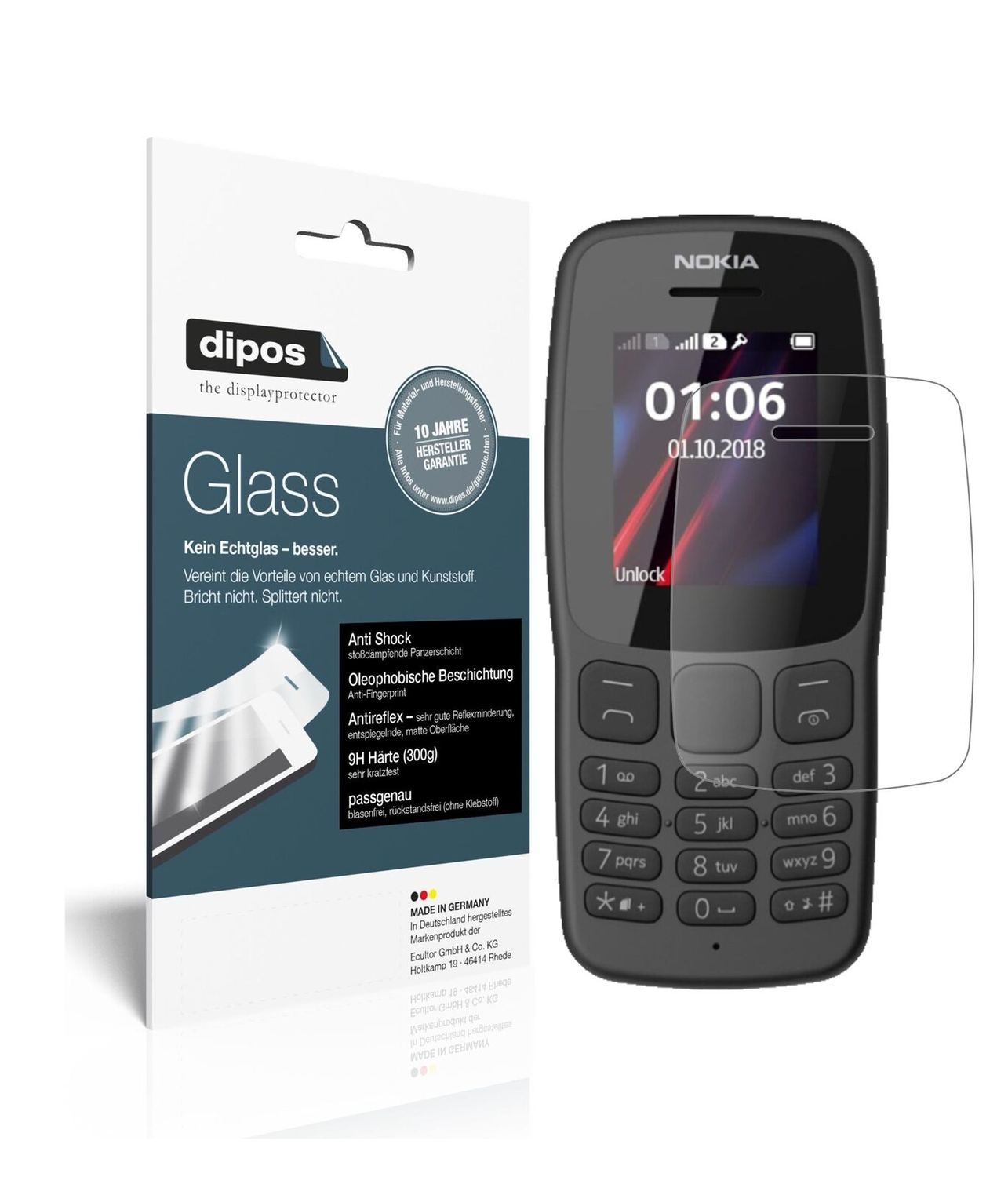 1x 9H Schutzfolie matt für Nokia 106 (2018) Panzer (2)