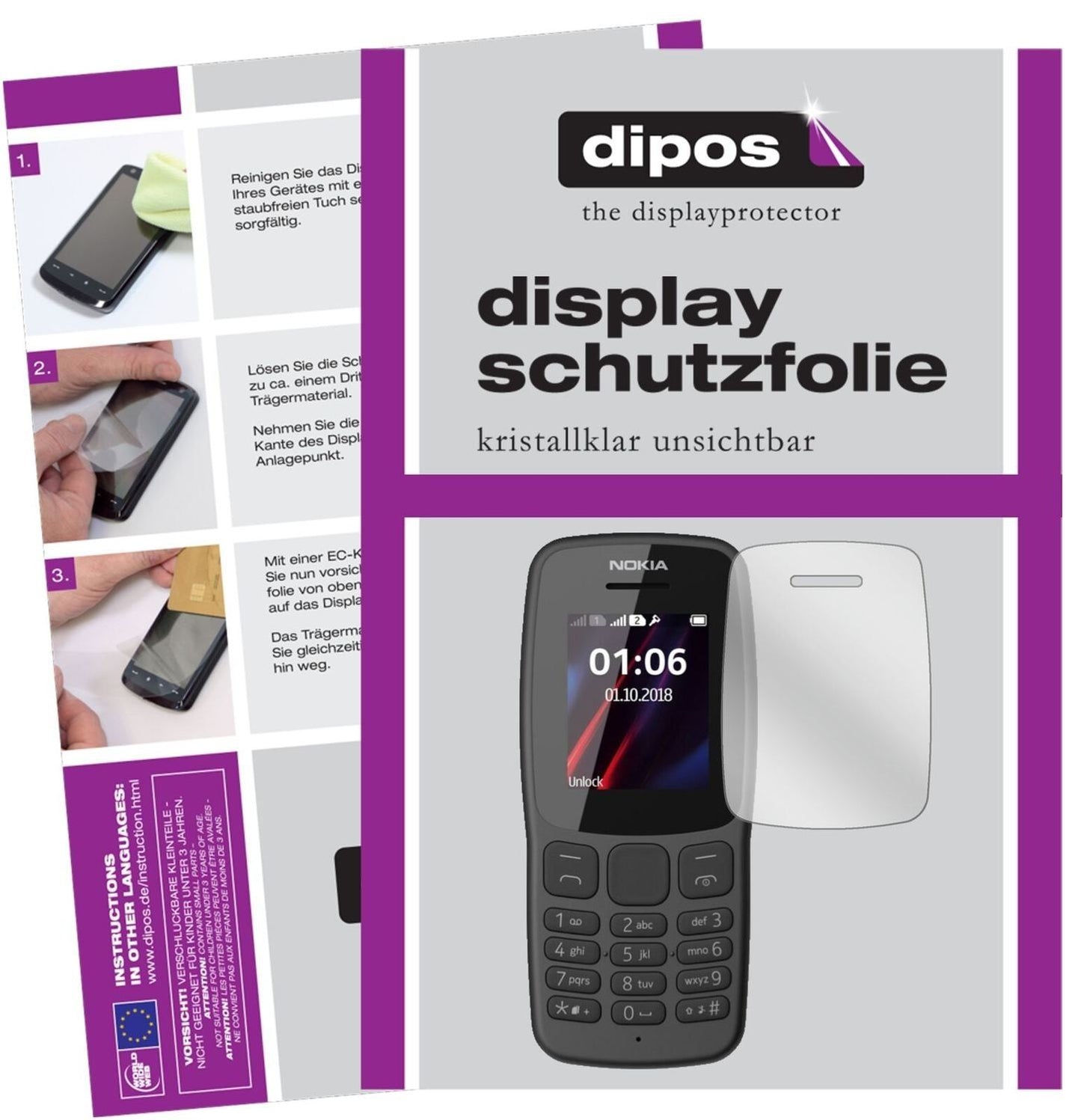 5x Schutzfolie klar für Nokia 106 (2018) Display-S (2)