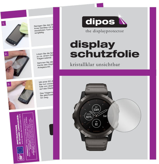 6x Schutzfolie klar für Garmin fenix 5 Plus (47mm) (1)