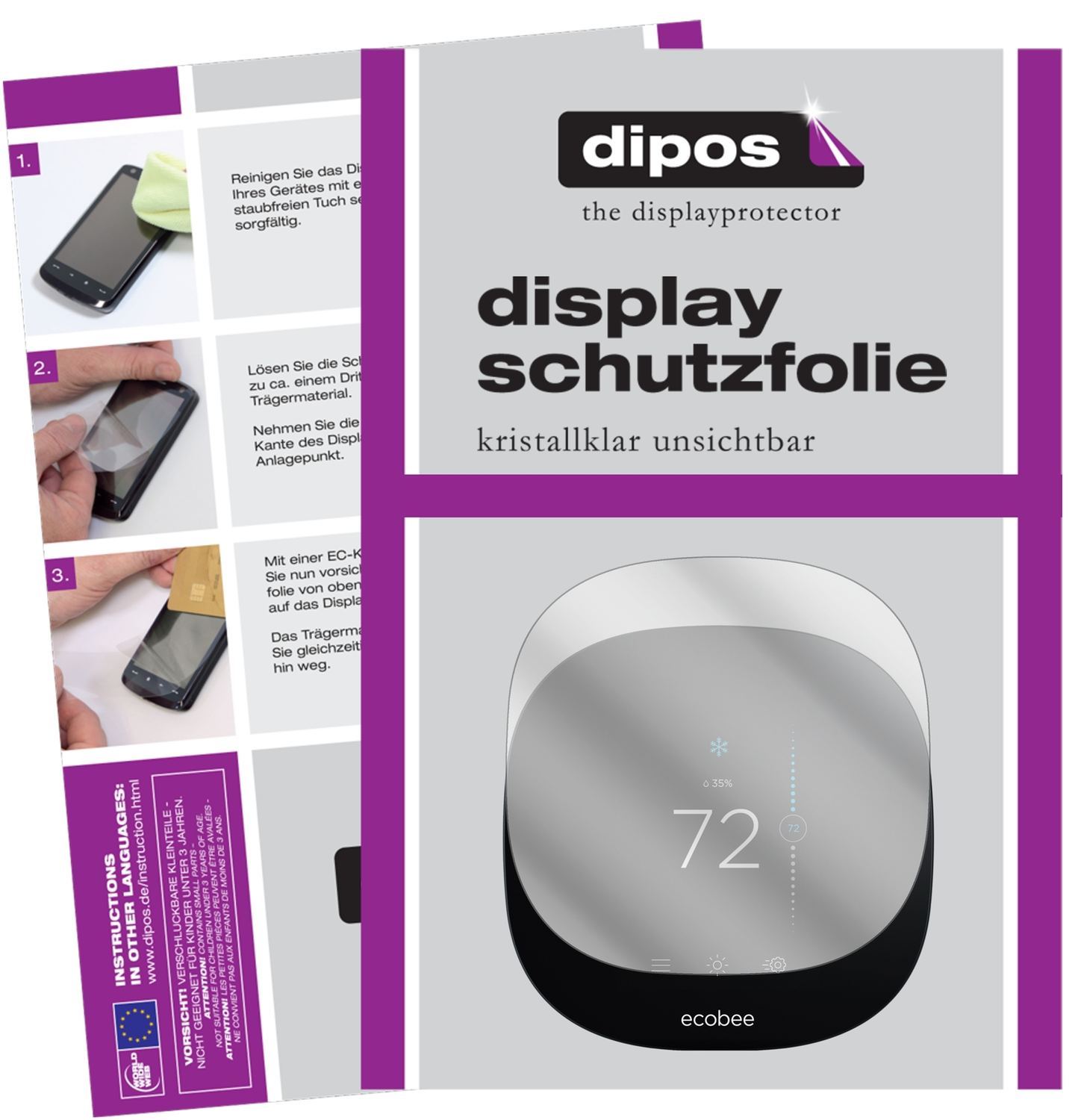 6x Schutzfolie klar für Ecobee ecobee 4 Display-Sc (1)