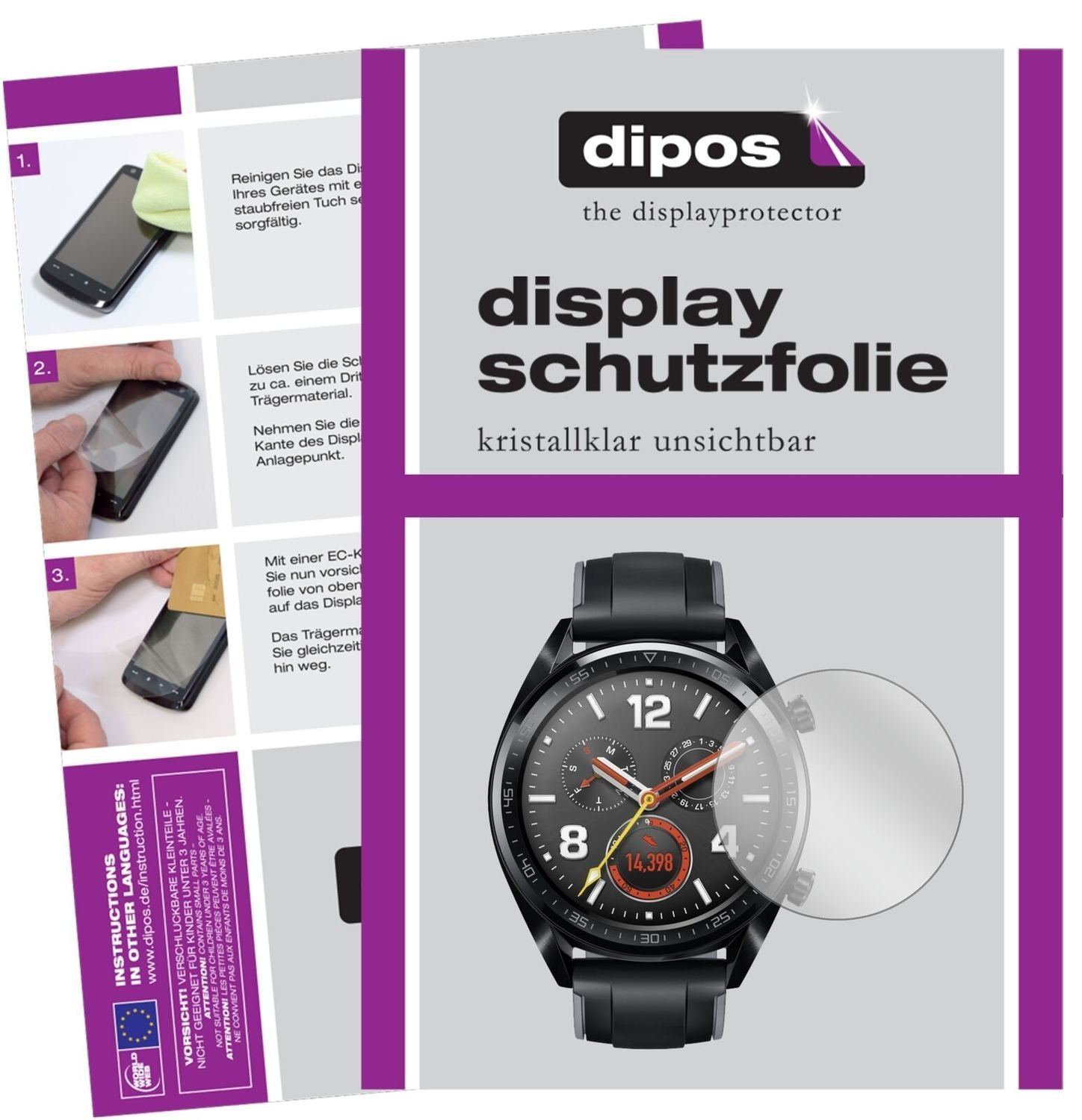 5x Schutzfolie klar für Huawei Watch GT Display-Sc (2)