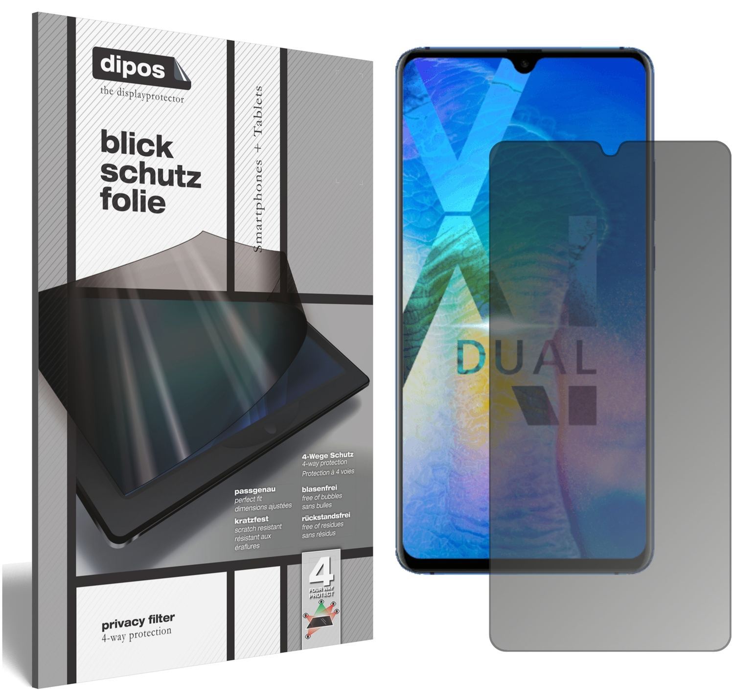 Blickschutzfolie für Huawei Mate 20 X matt Schutzf (1)