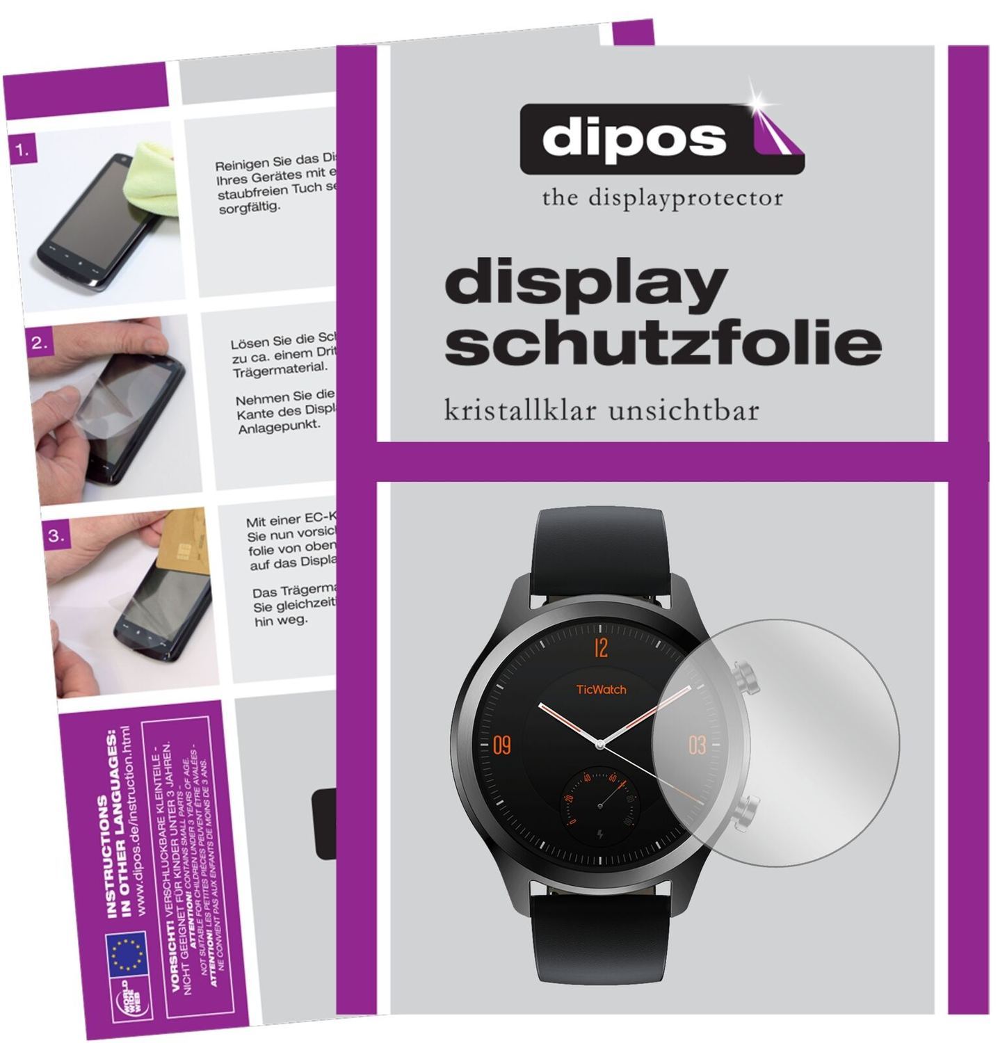 5x Schutzfolie klar für TicWatch C2 Smartwatch Dis (2)