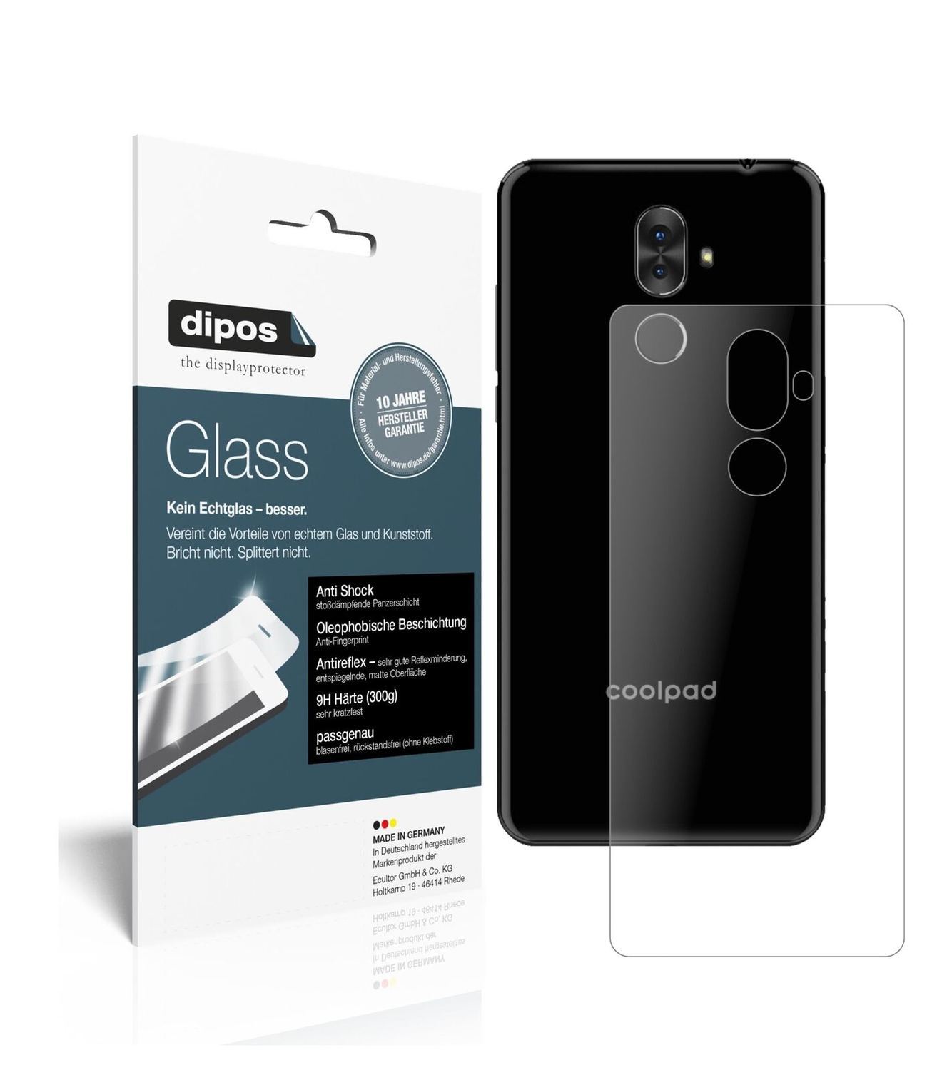 1x 9H Schutzfolie matt für Coolpad Note 8 Rückseit (2)