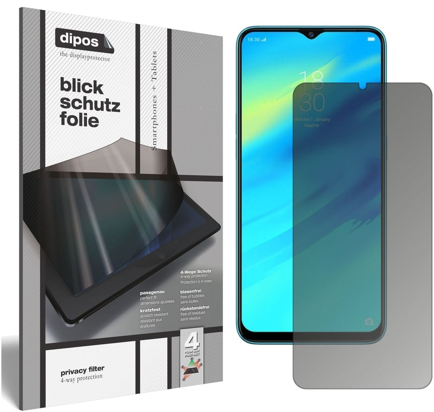 Blickschutzfolie für Oppo Realme 2 Pro matt Schutz (2)