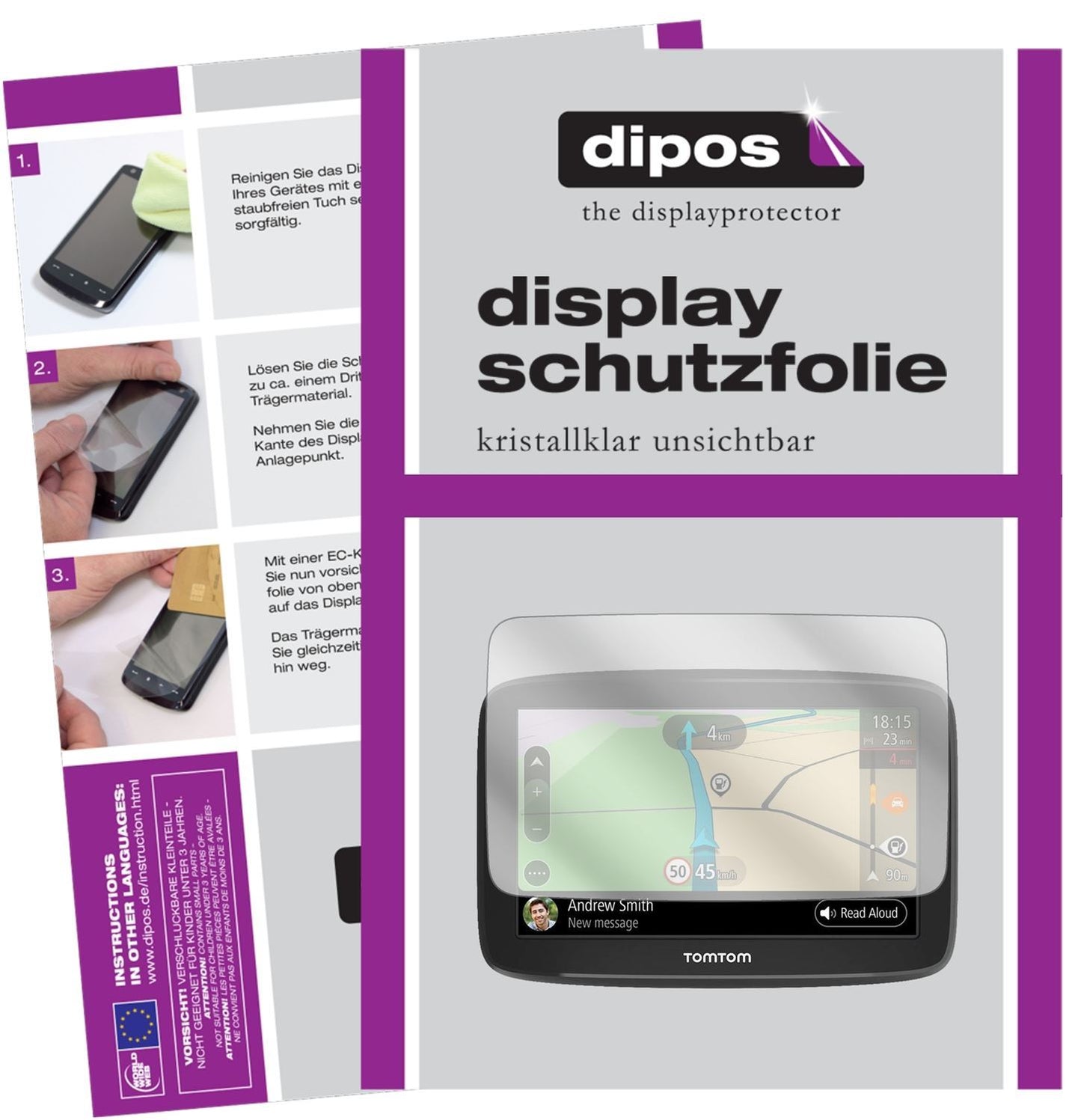 3x Schutzfolie klar für TomTom Go Basic Display-Sc (1)