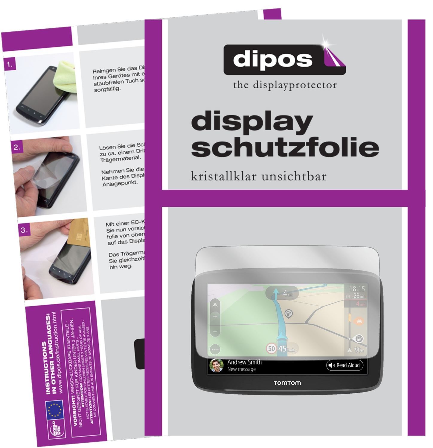 3x Schutzfolie klar für TomTom Go Basic Display-Sc (1)