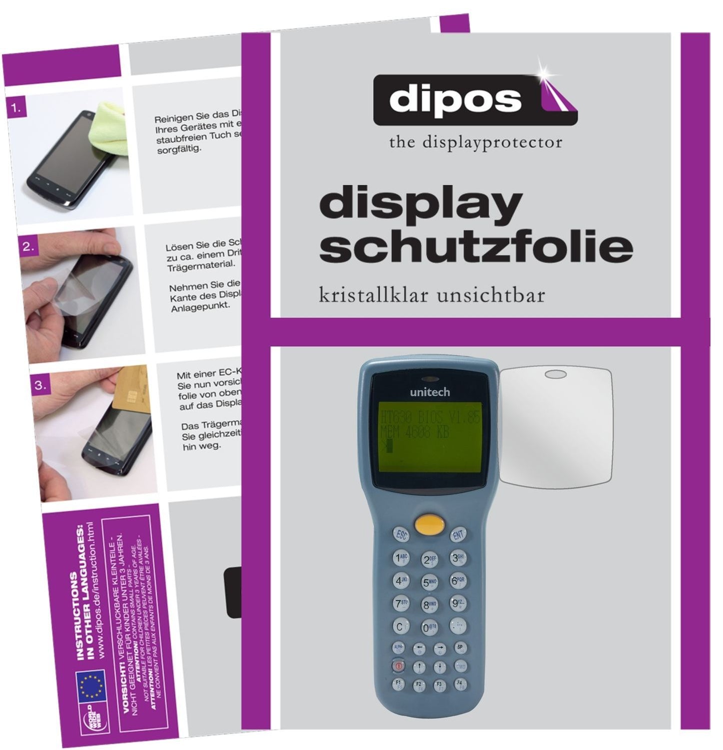 6x Schutzfolie klar für Unitech HT630 Display-Schu (1)
