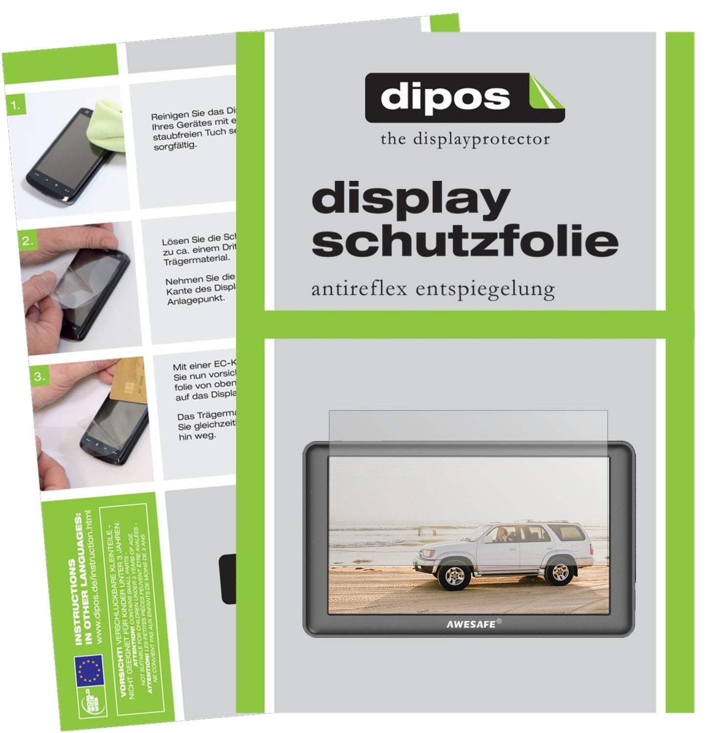 3x Schutzfolie matt für AWESAFE GPS Navi 7 Zoll Di (1)