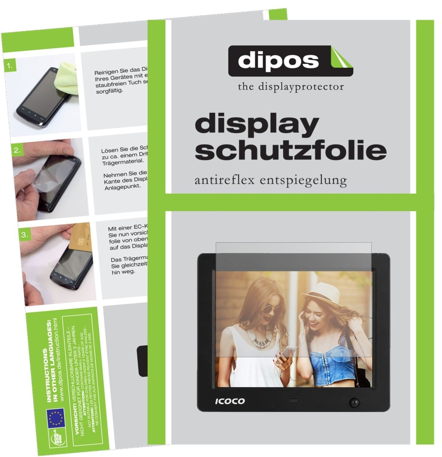 6x Schutzfolie matt für Icoco 8 Zoll Digitaler Bil (1)