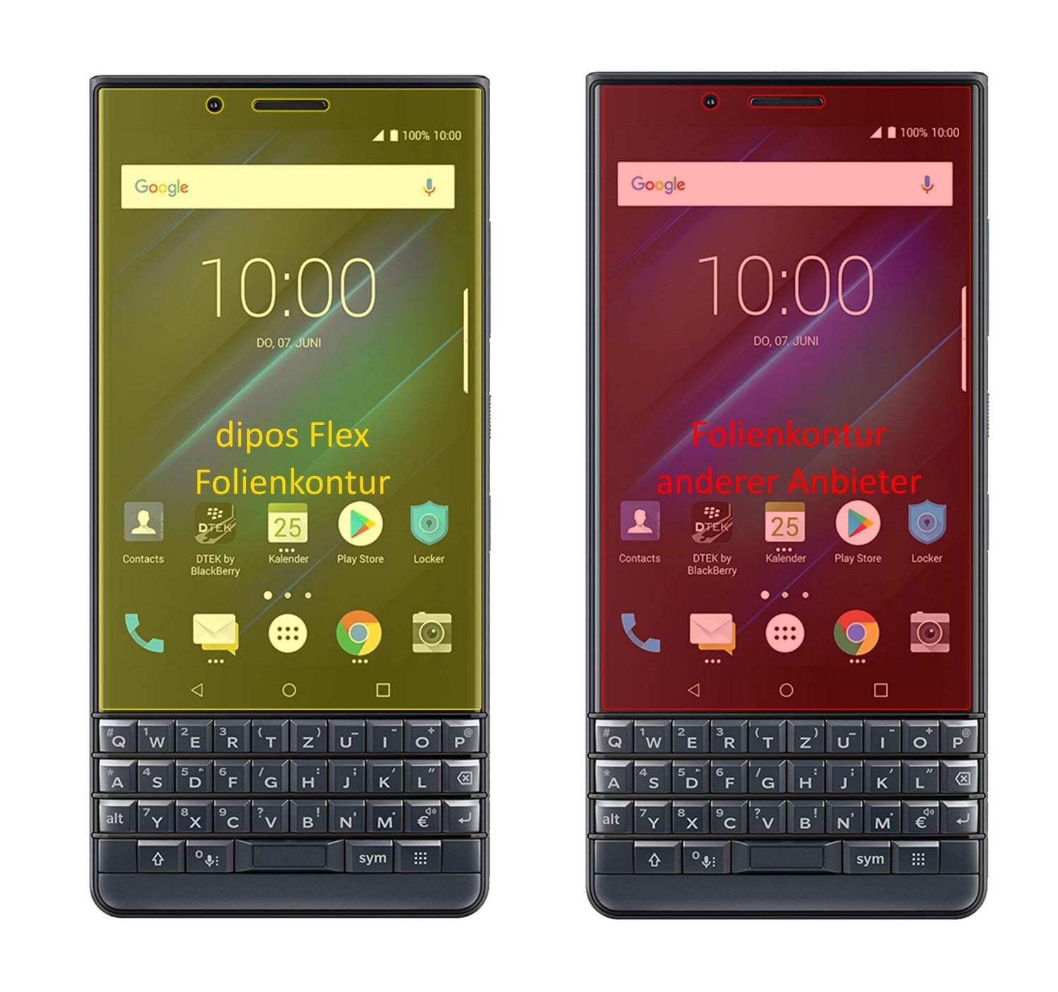 3x 3D Full Cover Schutzfolie für Blackberry Key 2  (2)